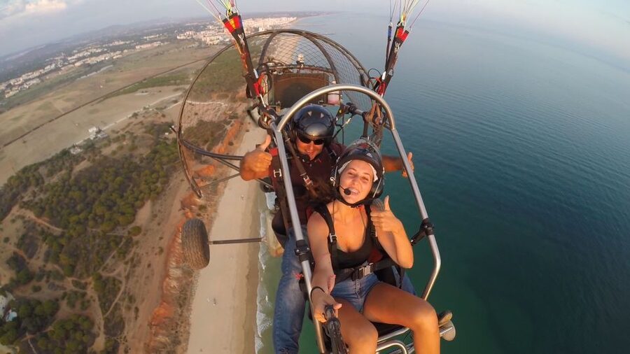 Albufeira: Sunset Paragliding Flight - Taking off above Albufeira and the Algarve coast
