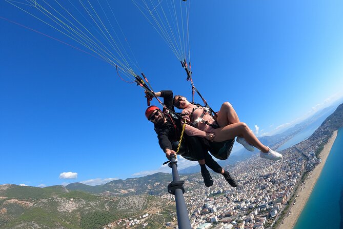 From Antalya Alanya Tandem Paragliding With Beach Visit - Cleopatra Bay from above