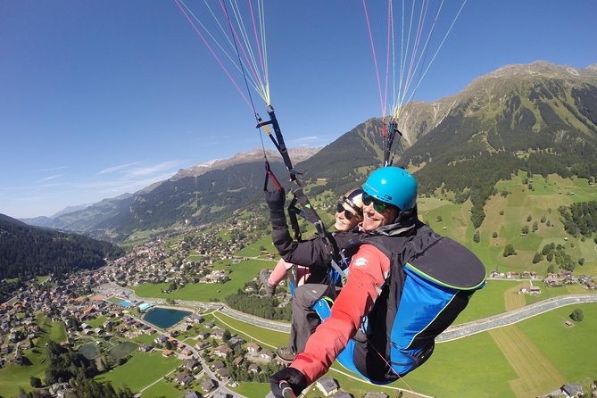 Klosters Tandem Paragliding Flight from Gotschna - Landing Near the Klosters Meeting Point