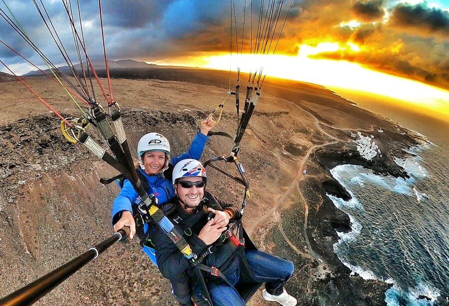 Lanzarote: Tandem Paragliding over Volcanoes & the Atlantic - Takeoff, flight time, and the view