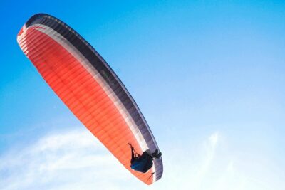 Paragliding in Marrakech Agafay Desert Sunset.