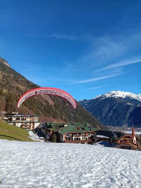 Paragliding Tandem Flight - Taking off above Mayrhofen