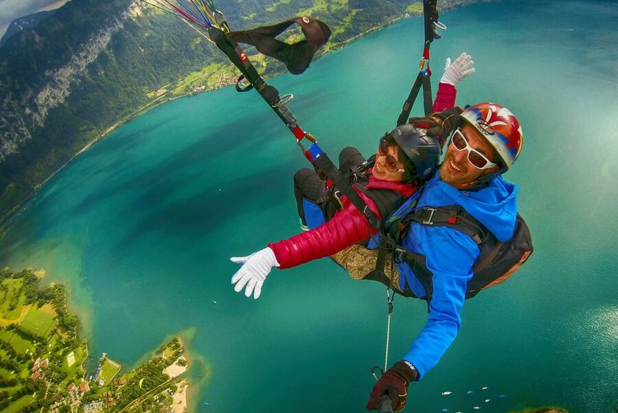 Paragliding Tandem Flight in Interlaken - A gentle landing on the Höhematte