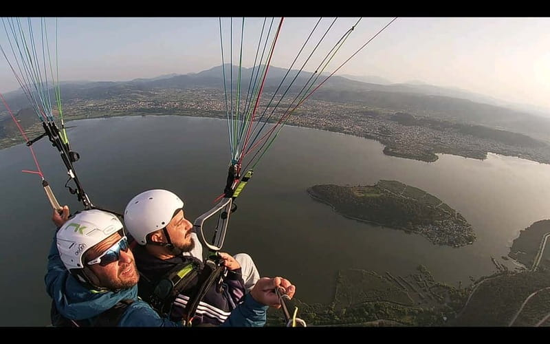 Tandem flight with paramotor from above ioannina zagori - The Vikos Gorge view from Beloi