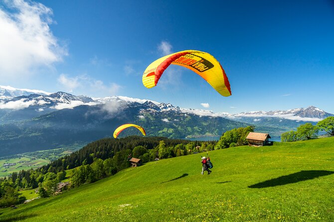 Tandem Paragliding Experience from Interlaken - The landing in central Interlaken
