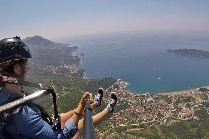 Tandem paragliding in Budva /All-inclusive - The view toward Becici Beach and Budva Municipality
