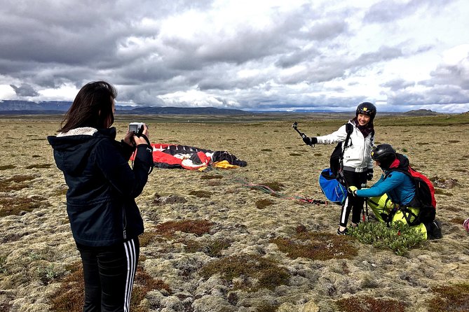 Tandem Paragliding over the Rugged Lava Fields at Blue Mountains - Flying above Iceland’s black lava country