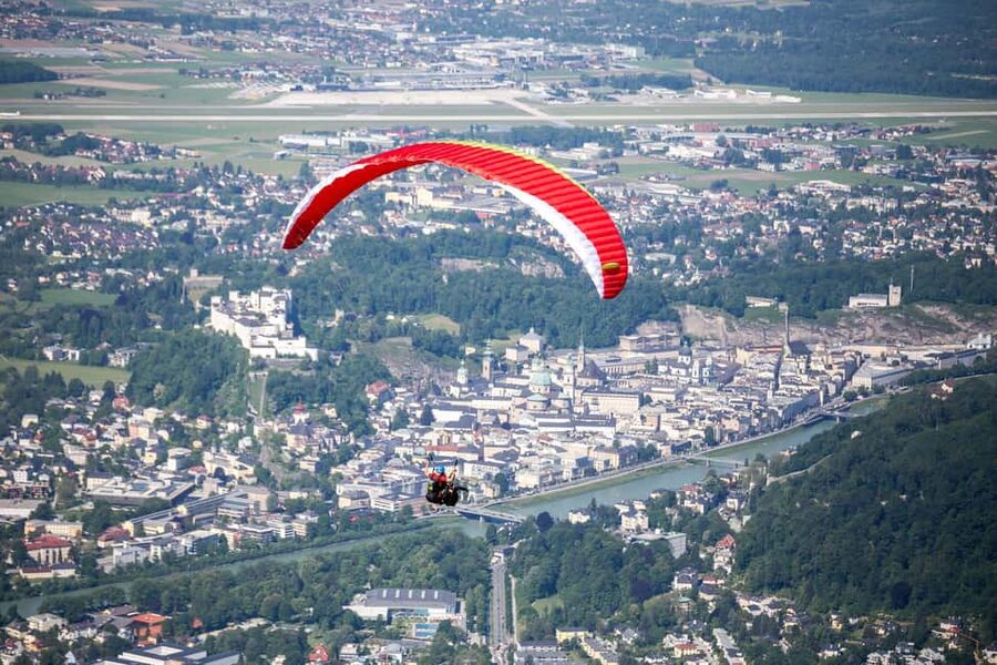 Tandem Paragliding Salzburg City - Taking off from Gaisberg above Salzburg